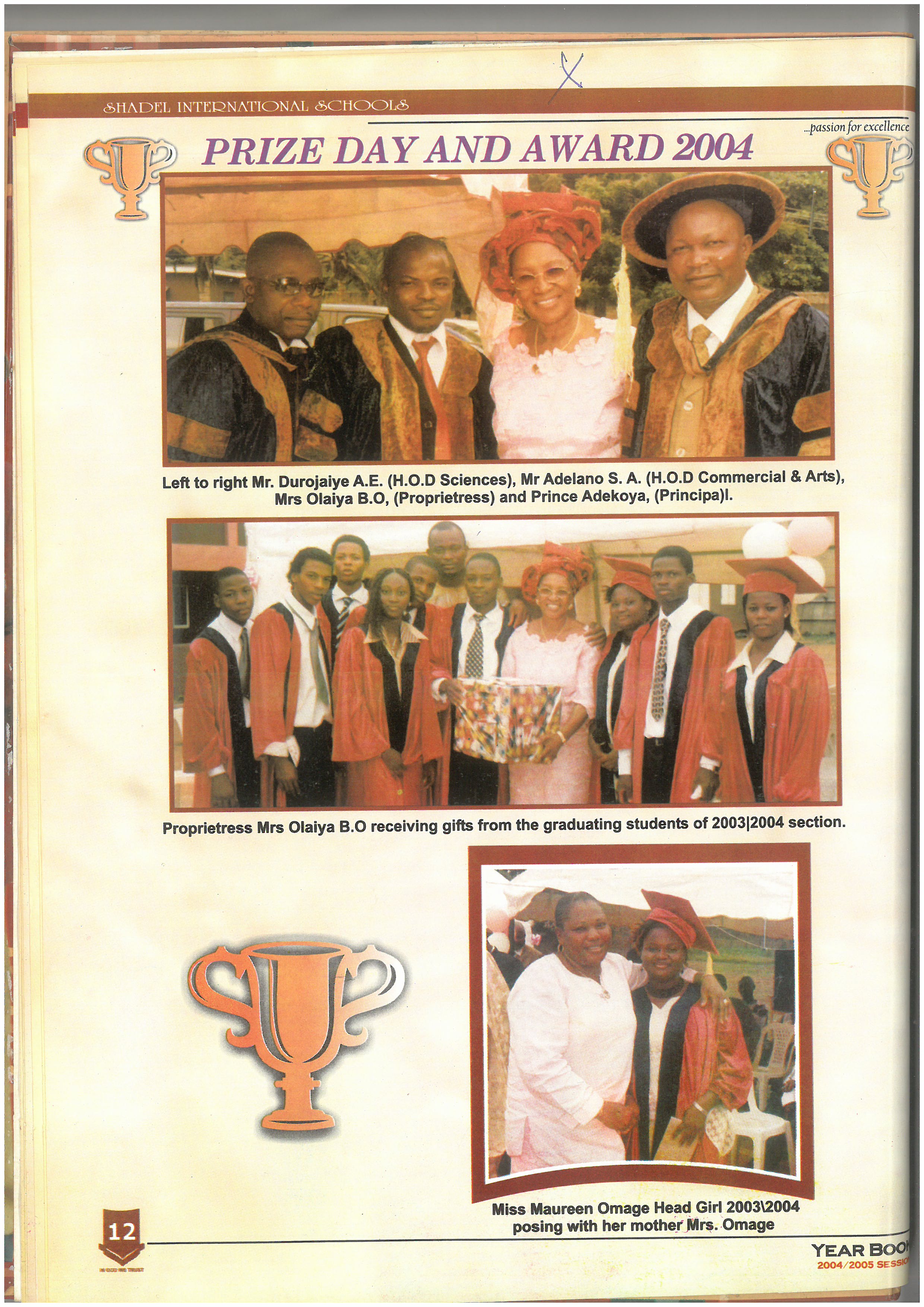 Maureen Omage — Head Girl 2003/2004 with her mother